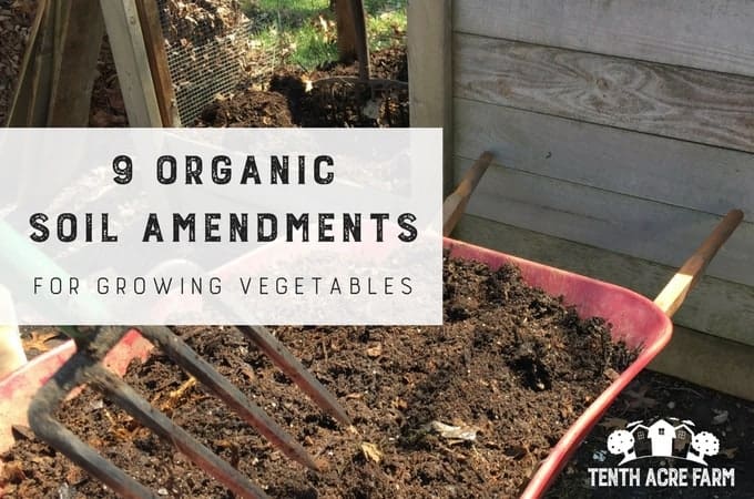 9 Organic Soil Amendments for Growing Vegetables: Do you have soil that is high in clay or sand? Here are some of my favorite organic soil amendments that can improve conditions for growing vegetables.